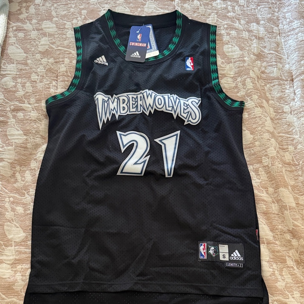 Adidas Timberwolves Black and Green Jersey